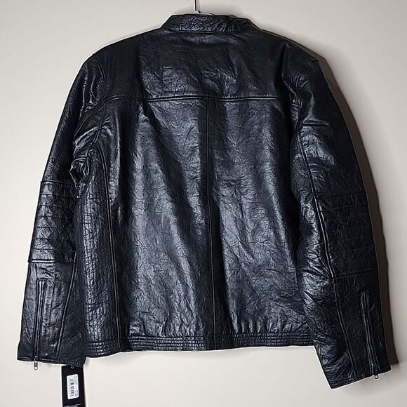 NWT MILWAUKEE LEATHER SFM1806 MEN'S BLACK EURO COLLAR CAFE STYLE LEATHER JACKET - Picture 6 of 9